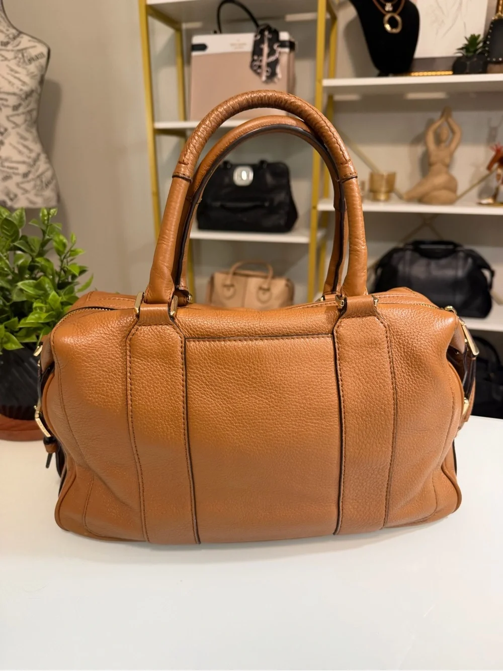 Michael Kors Julia Pebbled Leather Satchel with Scarf Accent